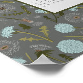 2025年カレンダー灰色の青タンポポ ポスター (角)