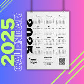 2025年カレンダー白黒企業の