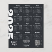 2025年カレンダー白黒企業の (正面)