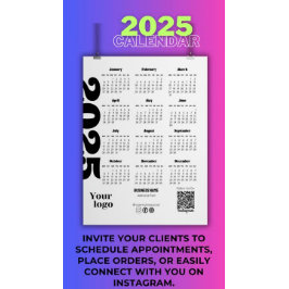 2025年カレンダー白黒企業の マグネット招待状