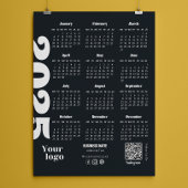 2025年カレンダー白黒企業の マグネット招待状