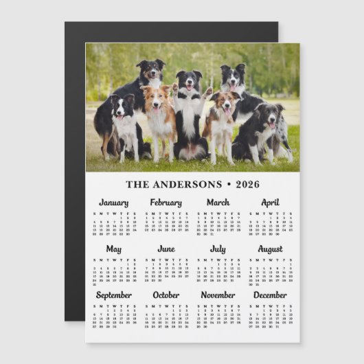 2025年カレンダー磁石ペットドッグカスタムフォトカード (正面/裏面)