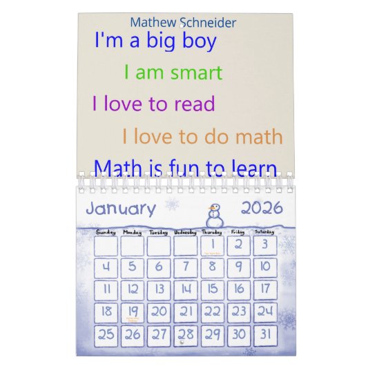 2025年カレンダー私は成功した大きな少年 カレンダー (1月 2026)