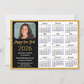 2025年カレンダー金ゴールドグリッタービジネス写真新年 シーズンカード (正面)