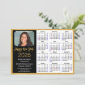 2025年カレンダー金ゴールドグリッタービジネス写真新年 シーズンカード (スタンド正面)