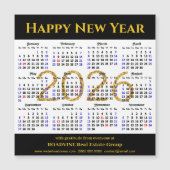 2025年カレンダー金ゴールドブラックビジネスシンプル磁気 (正面)