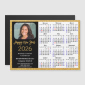 2025年カレンダー金ゴールドブラックビジネス写真磁気 (正面/裏面)