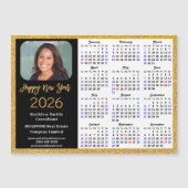 2025年カレンダー金ゴールドブラックビジネス写真磁気 (正面)