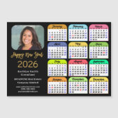 2025年カレンダー金ゴールドブラックビジネス写真磁気 (正面)