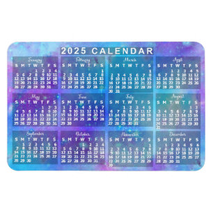 2025年カレンダー青い水色の星 マグネット