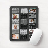 2025年カレンダー黒モダン色写真コラージュ マウスパッド (マウス)