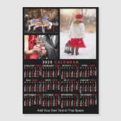 2025年カレンダー黒赤パーソナライズされた写真 マグネット招待状 (正面)