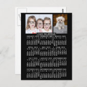 2025年カレンダー黒 | 写真テンプレート ポストカード (正面/裏面)