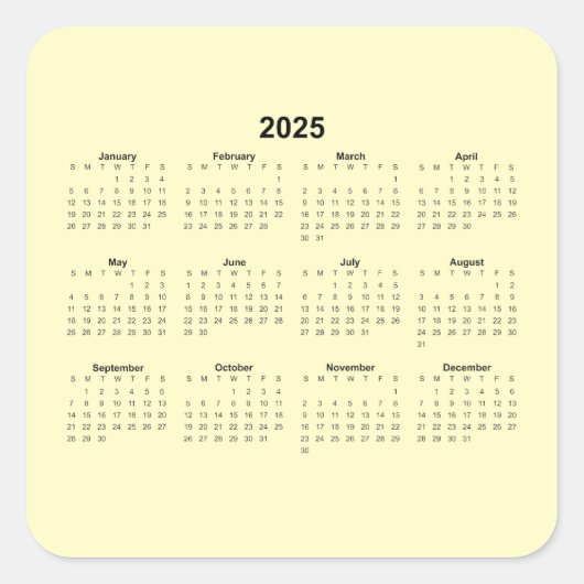 2025年カレンダー スクエアシール (正面)