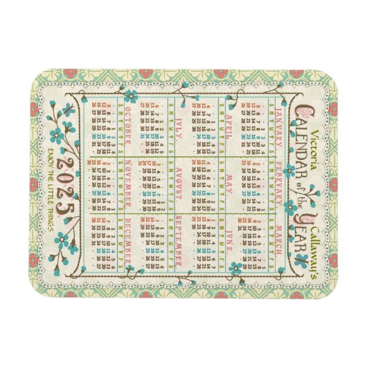 2025年カレンダー ビクトリアン アールヌーヴォー | オーダーメイド マグネット (横)