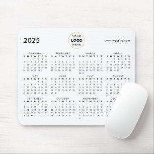 2025年カレンダー ビジネス ロゴ ブラック マウスパッド