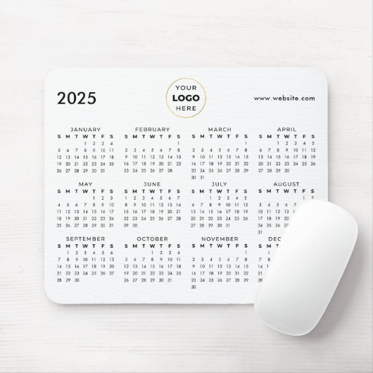 2025年カレンダー ビジネス ロゴ ブラック マウスパッド (マウス)