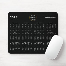 2025年カレンダー ビジネス ロゴ ブラック マウスパッド