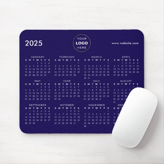 2025年カレンダー ビジネス ロゴ ブルー マウスパッド (マウス)