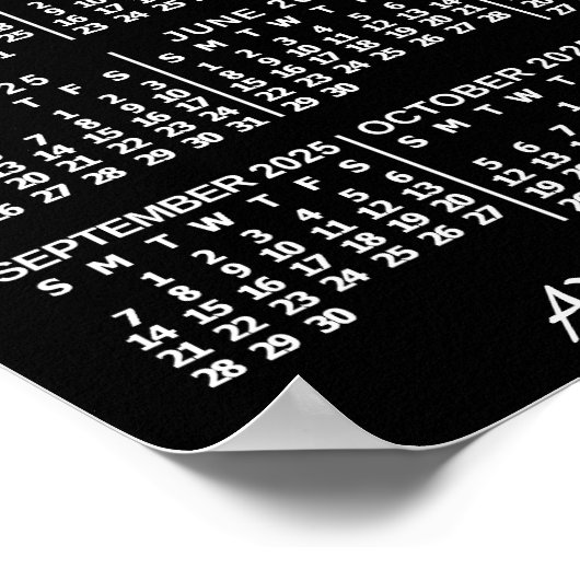 2025年カレンダー ブラックカスタム 3枚の写真 毎月 ポスター (角)