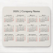 2025年カレンダー（会社名がベージュ） マウスパッド (正面)