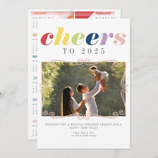 2025年カレンダー 現代の休日 新年の1枚の写真 シーズンカード (正面/裏面)