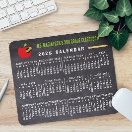 2025年カレンダーChalkboard学校先生名 マウスパッド