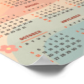 2025年カレンダーGroovyヴィンテージパステルスワール ポスター (角)