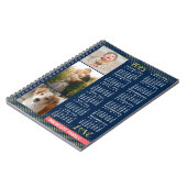 2025年カレンダーNavy Coral金ゴールドファミリーフォトコラージュ ノートブック (左側)