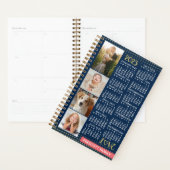 2025年カレンダーNavy Coral金ゴールドフォトコラージュ小 プランナー手帳 (ディスプレー)