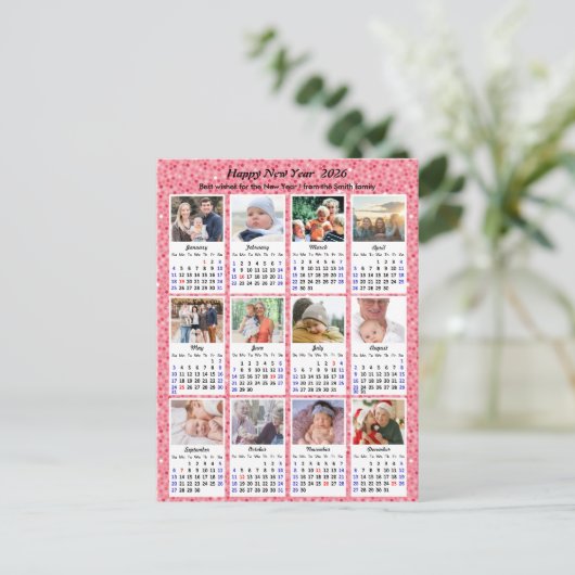 2025年カレンモダンダファミリー12フォトピンクグリッター シーズンポストカード (スタンド正面)