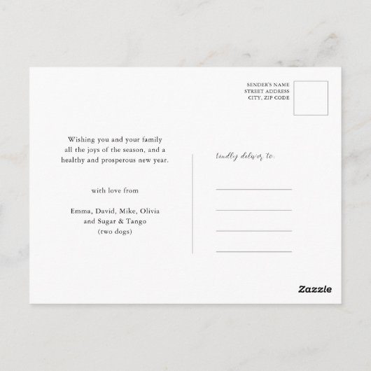 2025年カレンモダンダーグリーンファミリー12フォトコラージュ ポストカード (裏面)