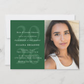 2025年クラシックグリーン写真卒業パーティー 招待状 (正面)