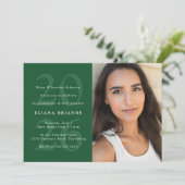 2025年クラシックグリーン写真卒業パーティー 招待状 (スタンド正面)