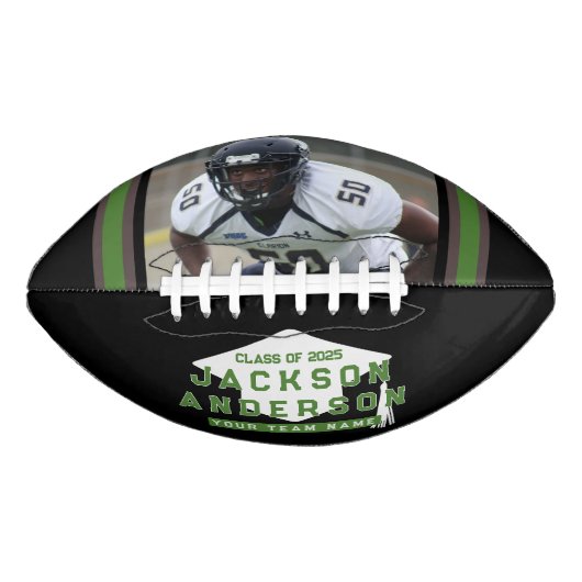 2025年クラスのカスタマイズ可能なフォトキープサムブラック アメリカンフットボール (正面)