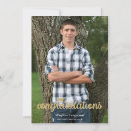 2025年クラスのクリスチャン金ゴールド写真卒業 招待状