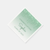 2025年クラスのグリーングリッタードリップ卒業 スタンダードカクテルナプキン (角)