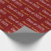 2025年クラスのフルネーム深い赤白金ゴールド ラッピングペーパー (角)