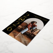 2025年クラスのブラックアーチフレームの卒業 箔招待状 (回転した状態)