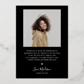 2025年クラスのブラックアーチフレームの卒業 箔招待状 (裏面)