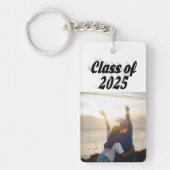 2025年クラスのブラック文字卒業写真 キーホルダー (正面)