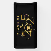 2025年クラスのブラック&金ゴールド 横断幕 (縦)