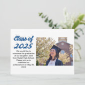 2025年クラスのブルースクリプト卒業写真 招待状 (スタンド正面)