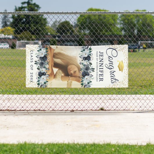 2025年クラスのブルーフローラ卒業ドア 横断幕 (インサイチュ)