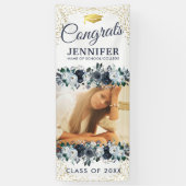 2025年クラスのブルーフローラ卒業ドア 横断幕 (縦)