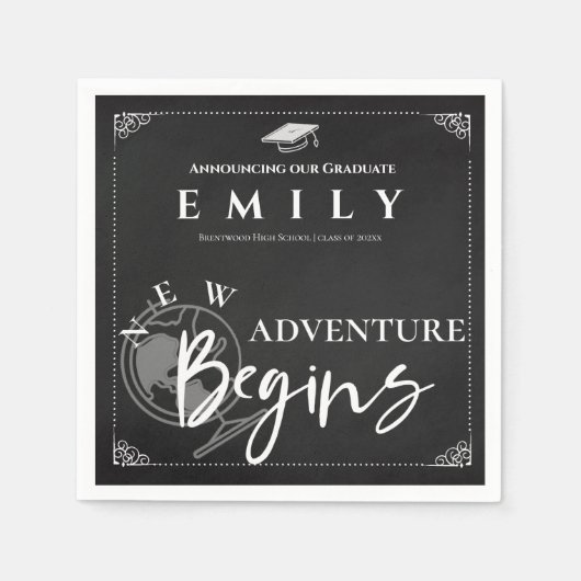 2025年クラスの冒険が卒業パーティーを始める スタンダードカクテルナプキン (正面)