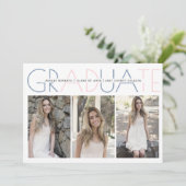 2025年クラスの埃っぽいブルー赤面卒業写真 招待状 (スタンド正面)