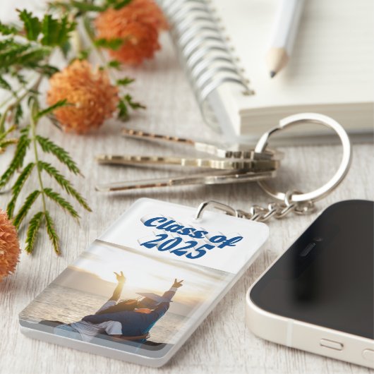 2025年クラスの海の青い文字卒業写真 キーホルダー (正面右)