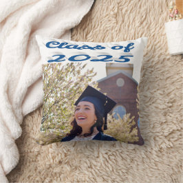2025年クラスの海の青のスクリプト卒業写真 クッション