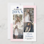 2025年クラスの赤面、ほこりっぽい青い写真卒業 案内状 (正面)